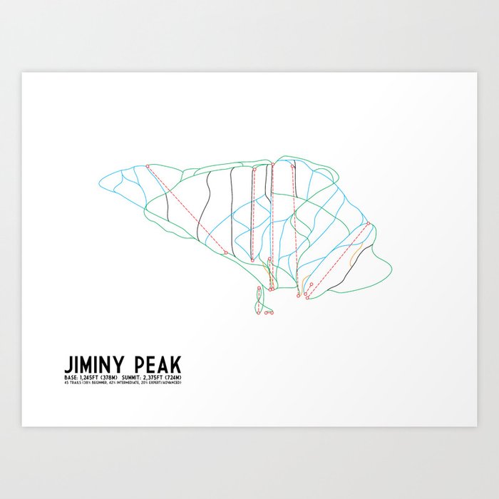 Jiminy Peak MA Minimalist  Trail  Art Art Print by 