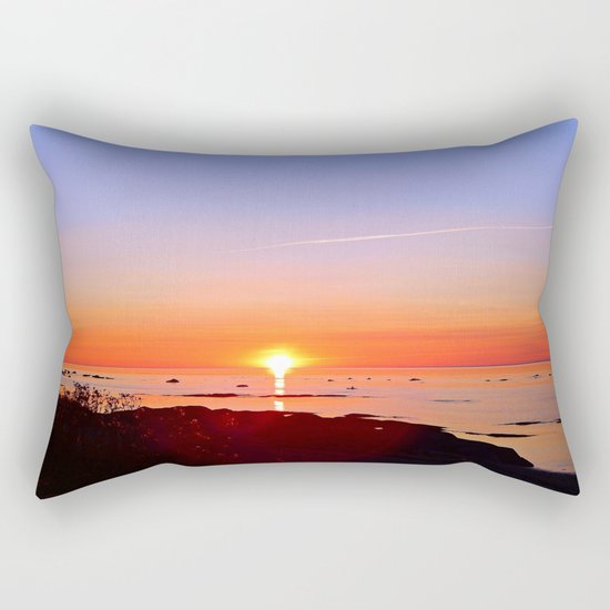 Kayak Silhouette at Sunset Rectangular Pillow