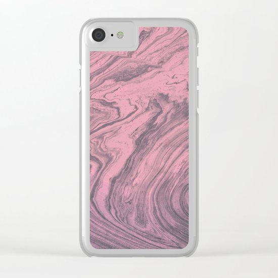 Pink Marbled Texture Clear iPhone Case