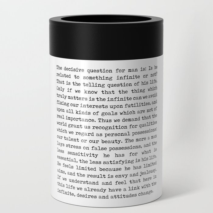 Man's relation to the infinite - Carl Gustav Jung Quote - Literature - Typewriter Print Can Cooler