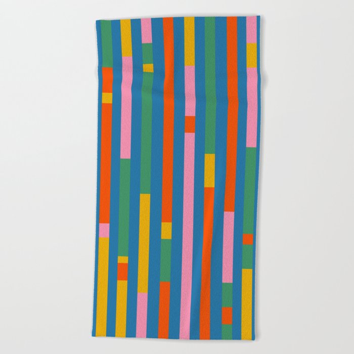 Modular Stripes Colorful Modern Minimalist Pop Abstract Beach Towel