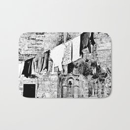 Sassi di Matera: laundry Bath Mat | Ink Pen, Blackandwhite, Impressionism, Italy, Drawing, Matera, Digital, Macchiaiolo, Basilicata, Laundry 
