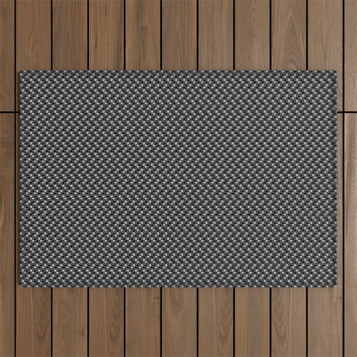 Traditional Hiking Trek Pattern - Starry Night Checkerboard Hatching Outdoor Rug