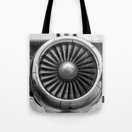 Vintage Airplane Turbine Engine Black and White Photography / black and white photographs Tote Bag