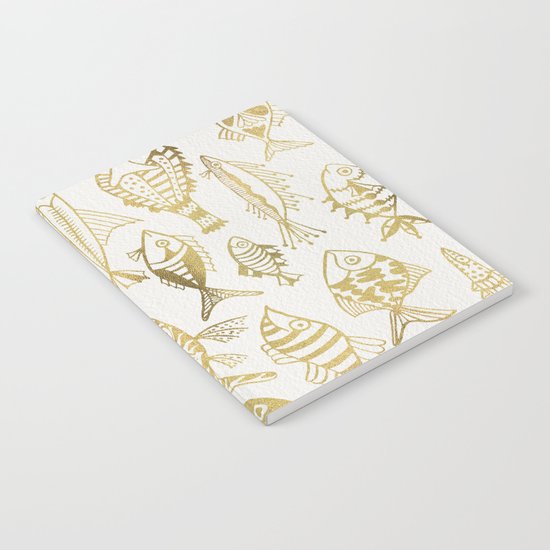 Gold-Inked Fish Notebook