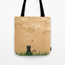 Cat and Butterfly Tote Bag