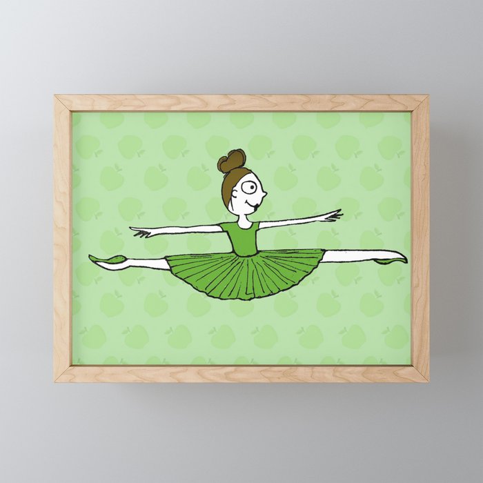 Ballet girl green jete Framed Mini Art Print
