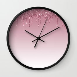 Pink Dripping Glitter Wall Clock
