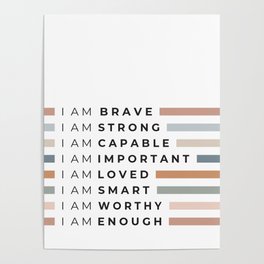 I Am Enough | Kids Affirmations Wall Art | Earthy Tones Poster