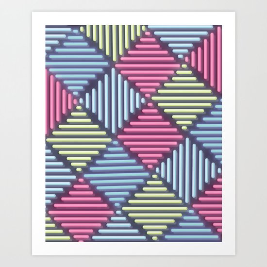 Neon Geometric Pattern Art Print