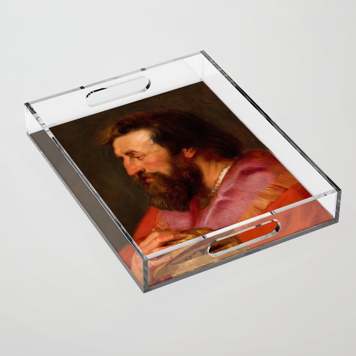 Head of One of the Three Kings, Melchior, The Assyrian King by Peter Paul Rubens Acrylic Tray