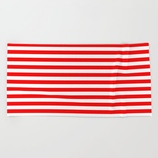 Horizontal Stripes (Red/White) Beach Towel
