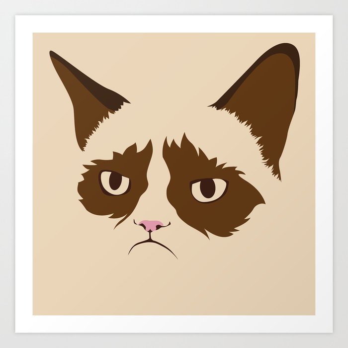 Grumpy Cat Minimalist  in Four Colors Art Print by melodyxd Society6