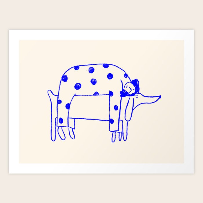 Blue Good Doggo Art Print by emma philip | Society6