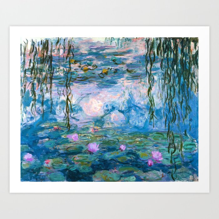Water Lilies Monet Teal Art Print