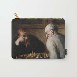 Honore Daumier - The Chess players Carry-All Pouch | Chess, Old, Artprint, Canvas, Vintage, Illustration, Chessplayer, Wallart, Oilpaint, Decor 