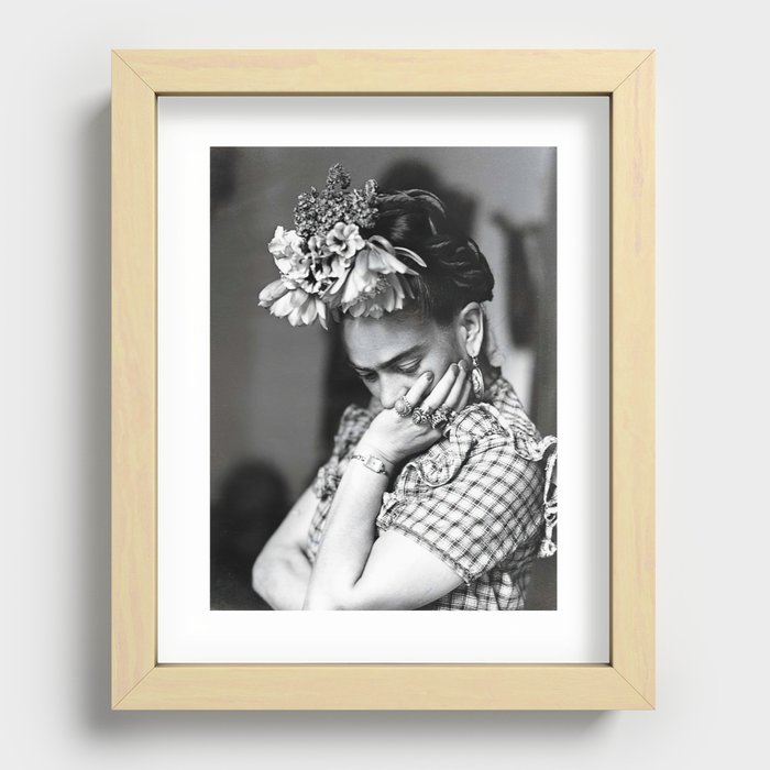 Frida Print Frida Kahlo Print Black & White Photography Artist Fashion Recessed Framed Print