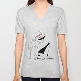 Wine & Shine V Neck T Shirt