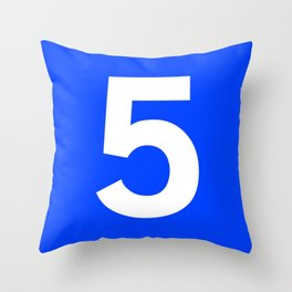 Number 5 (White & Blue) Throw Pillow