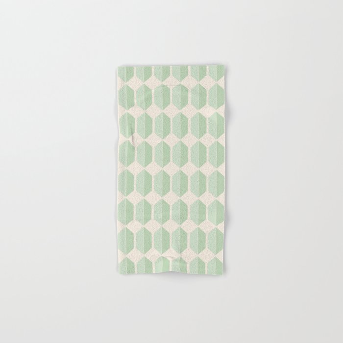 Hexagonal Pattern VI Soft Green Hand & Bath Towel