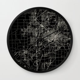 Joliet, USA - black and white city map Wall Clock