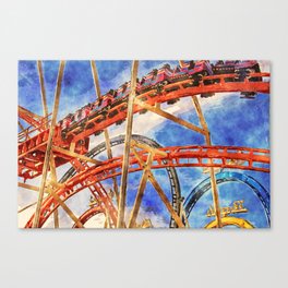 Fun on the roller coaster, close up Canvas Print