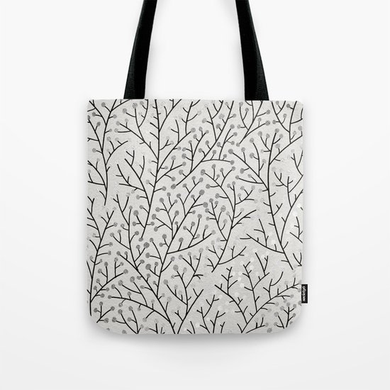Berry Branches – Silver & Black Tote Bag