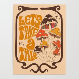 70s Mushroom, Take A Trip, Hippie Boho Poster
