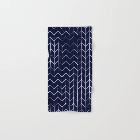 Chevron pattern - white on darkblue Hand & Bath Towel