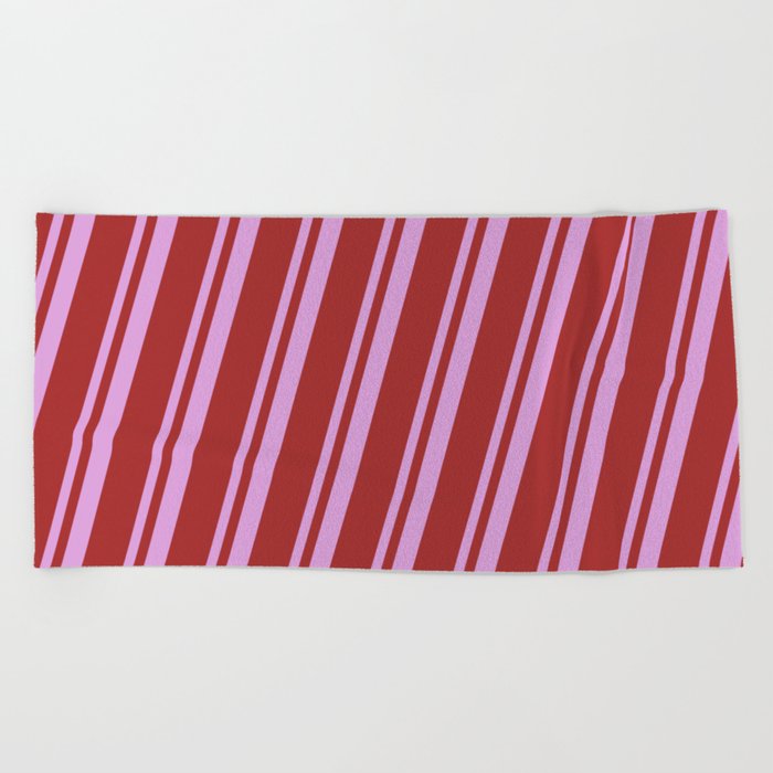 Plum & Brown Colored Striped/Lined Pattern Beach Towel