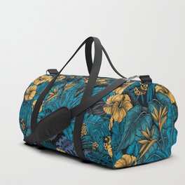 Tropical garden in blue and yellow Duffle Bag
