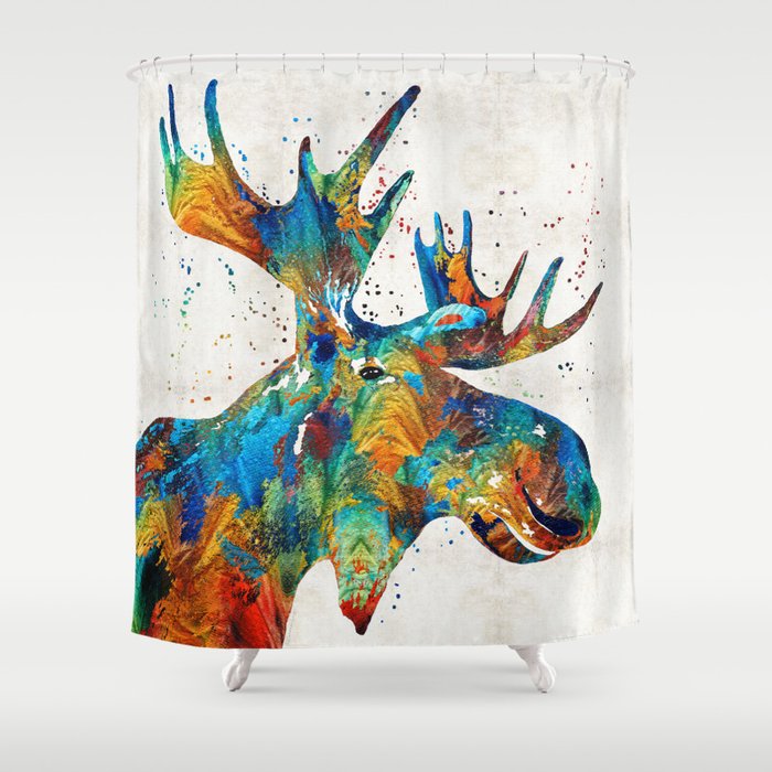Colorful Moose Art - Confetti - By Sharon Cummings Shower Curtain
