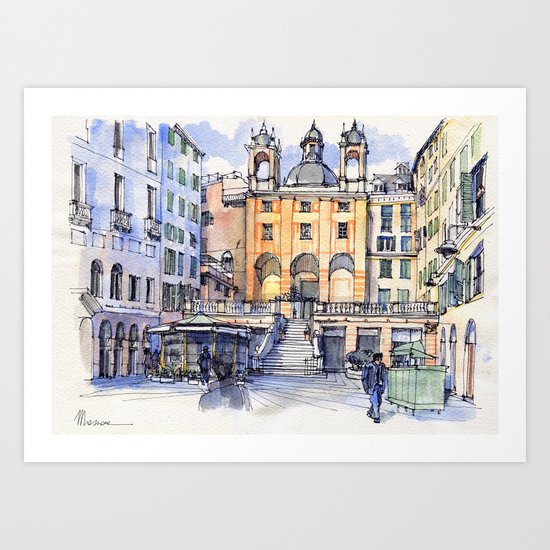 Genova, Piazza Banchi Art Print