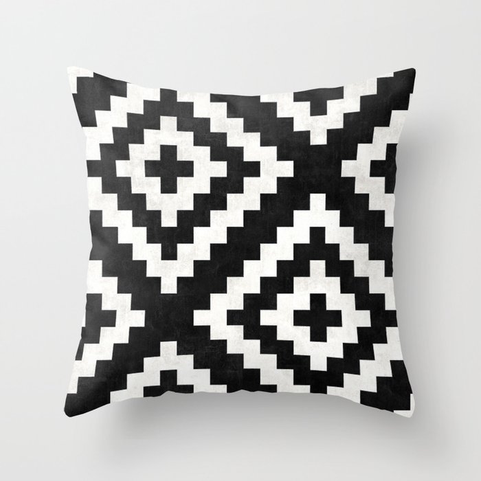 Urban Tribal Pattern No.17 - Aztec - Black and White Concrete Throw Pillow