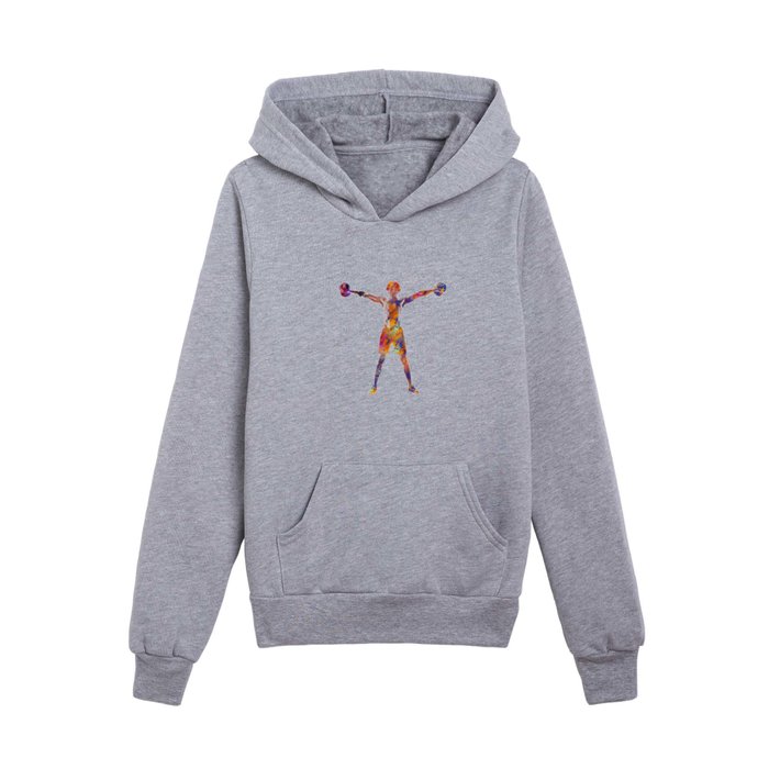 Fitness in watercolor Kids Pullover Hoodie