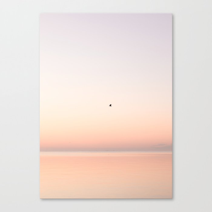 Bird At Sunrise Photo Print | Pastel Ocean Colors Sunlight Art | Dutch Sea Nature Travel Photography Canvas Print