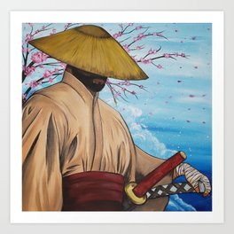 Cherry Blossom Samurai Art Print