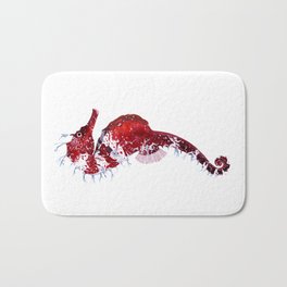 RED SEAHORSE Bath Mat | Scuba, Home, Watercolor, Love, Sealife, Red, Gift, Illustration, Sea, Art 