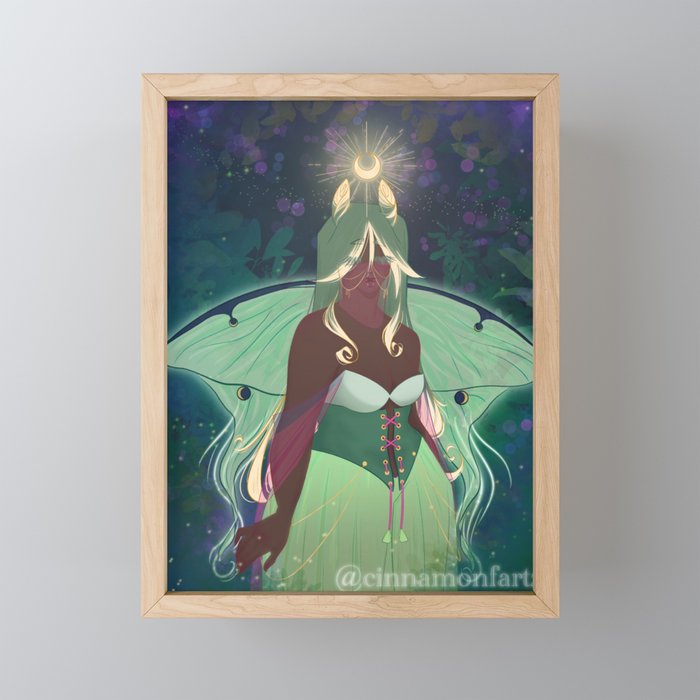 luna moth fairy Framed Mini Art Print