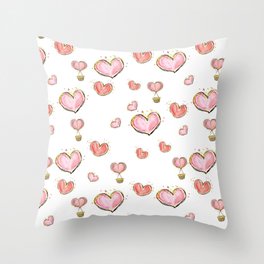 cute hearts pattern Throw Pillow