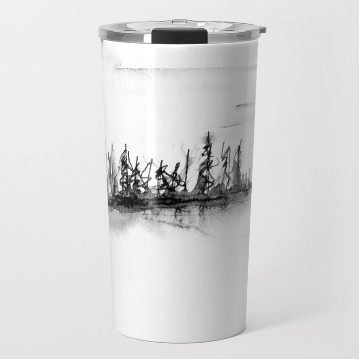 Treescape in Black and White Wash Travel Mug