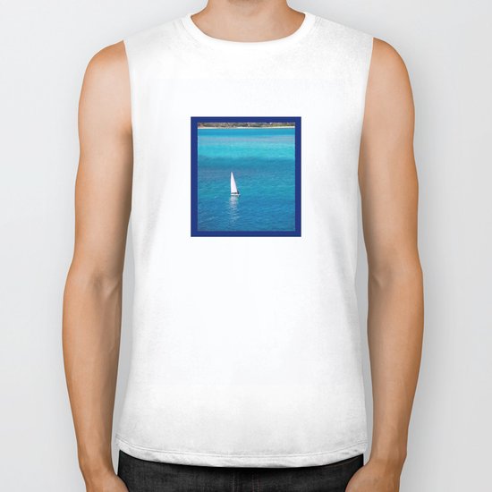 Perfect Blue Sailing Day Biker Tank