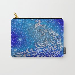 Sparkling Blue & White Peacock Carry-All Pouch