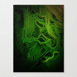 Green glowing circuit - by Brian Vegas Canvas Print