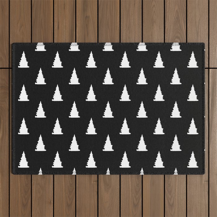 Minimalist white Christmas tree silhouettes seamless pattern on