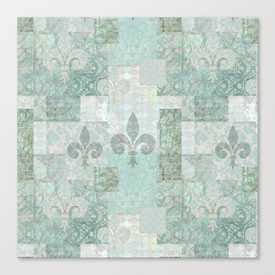 teal baroque vintage patchtwork Canvas Print