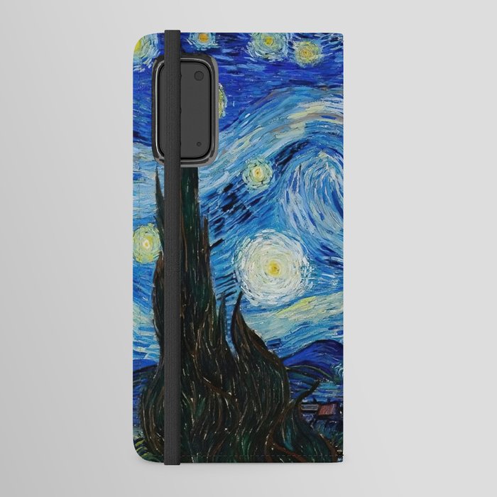 The Starry Night - La Nuit étoilée oil-on-canvas post-impressionist landscape masterpiece painting in original blue and yellow by Vincent van Gogh Android Wallet Case