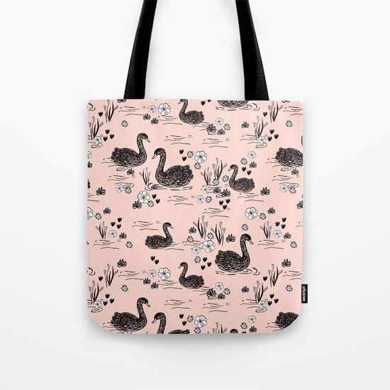 Swans painting cute girly trend cell phone case with swans pattern florals hand painted blush Tote Bag