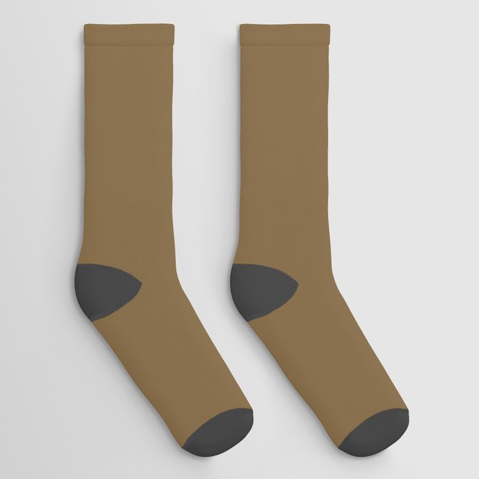 Dark Brown Solid Color Pairs Pantone Breen 19-1034 TCX - Shades of Orange Hues Socks