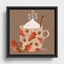 Hot Chai Latte on Dark Chocolate Background Framed Canvas